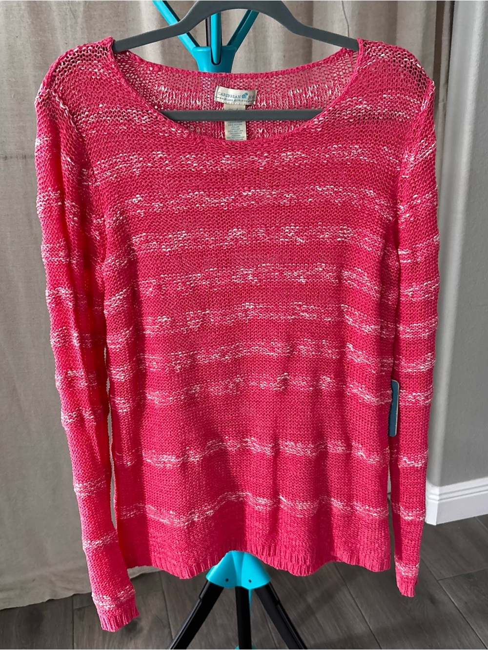 Caribbean Joe coral Pink loose knit sweater